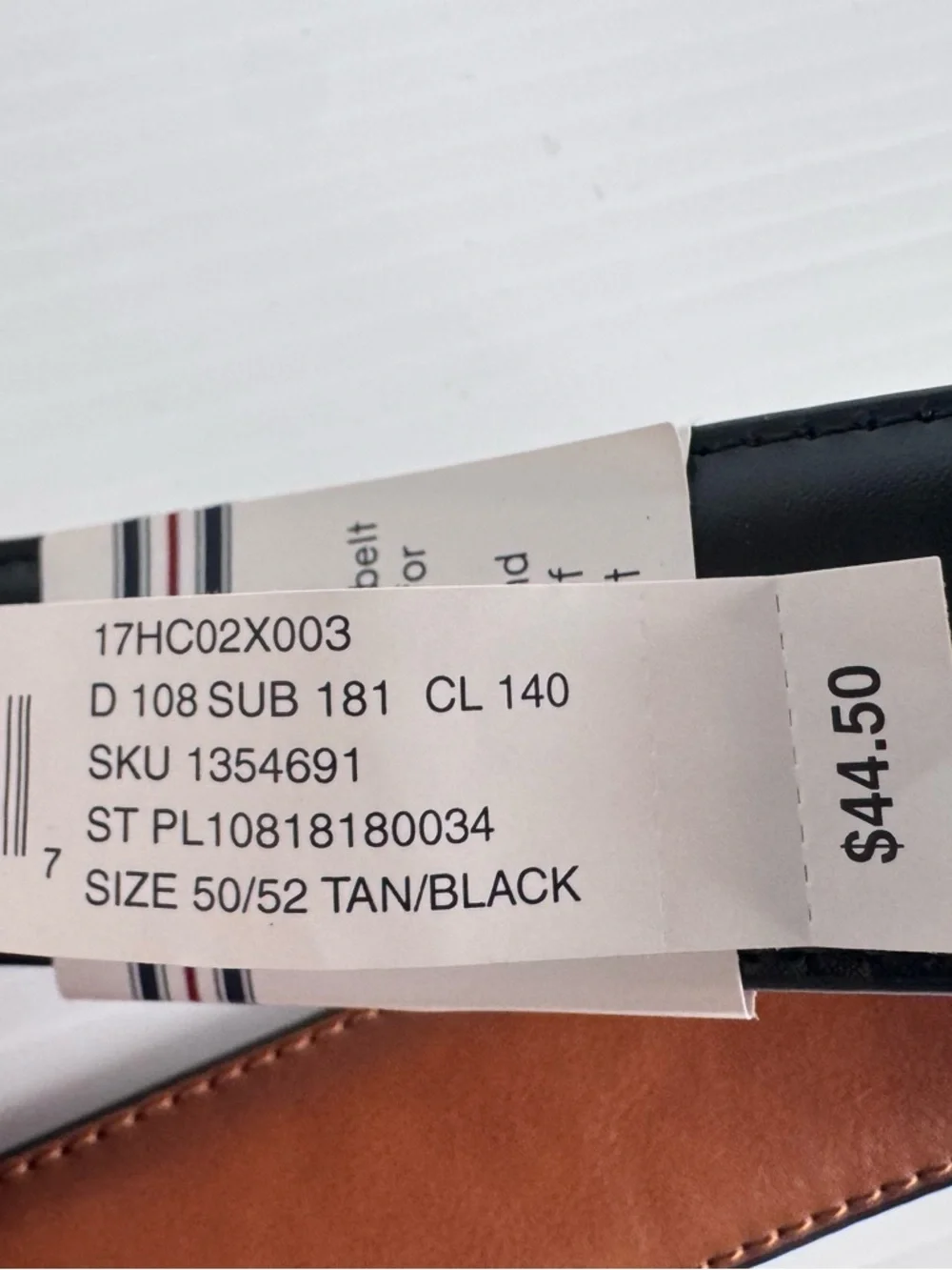 HB Leather Reversible Belt Tan/Black Men’s Size 50/52 Stretch Comfort NWT